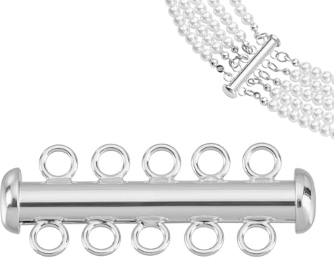AHANDMAKER Cierre en capas de plata de ley 925 de 5 hebras, cierres de capas, cierre de tubo deslizante de múltiples hebras, conectores de pulsera, collares y collares para hacer joyas