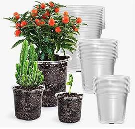36PCS Plastic Plant Pots with Drainage Holes, 9cm/10cm/13cm Transparent Seedling Containers, Ideal for Indoor Gardening & Transplanting Horticulture Pots