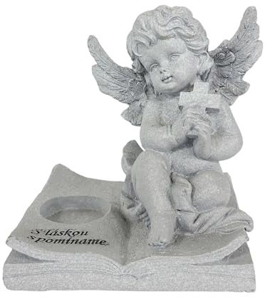 Scultura d'angelo candeliere in resina decorazione commemorativa con | Statuetta angelica Bibbia Portacandele | Per altare commemorativi tombe giardini salotti uffici tavoli giornalieri interni