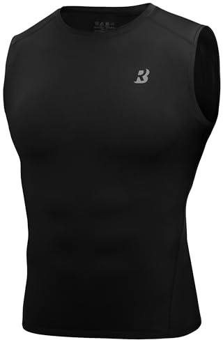 Roadbox 1/3 Pack Mens Compression Vest, Sleeveless Base Layer for Gym | Quick-Dry Fabric, Reflective Mesh Back, 4-Way Stretch, Flatlock Seams, For Running, Football, Cycling, Basketball, Training