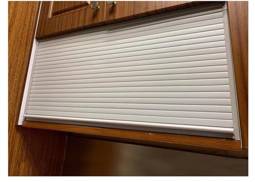 Kit d'armoire de cuisine à porte tambour blanche – Porte coulissante enroulable for solutions de rangement de garde-robe et de buffet(85x50cm (33x20in))