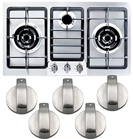Pomello per fornello a gas,5 pezzi,6 mm,in metallo,colore argento,per controllo della superficie di cottura