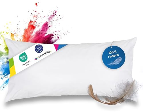 Fjäderkudde 100% Fjäder 40 x 80 cm - 600 g OekoTex Kuddfyllnad Täckande Bomull Vit I Innerkudde / Kuddfyllning / Kudde (Flera Mått)