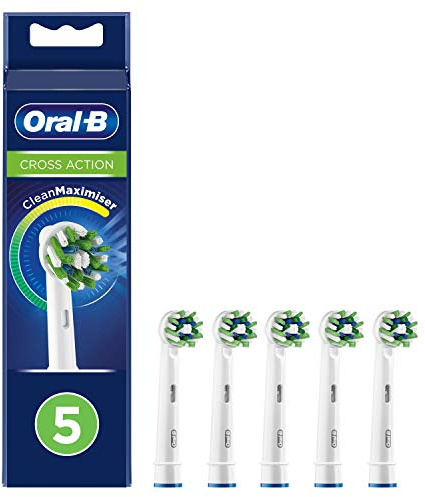 Oral-B CrossAction Aufsteckbürsten für elektrische Zahnbürste, 5 Stück, ganzheitliche Mundreinigung mit CleanMaximiser-Borsten