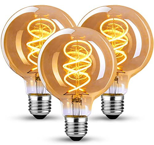Edison Vintage Glühbirne E27, E27 LED Vintage Dimmbar 4W Retro LED Lampe Warmweiß 2700K Edison Glühbirne E27 Vintage Ideal für Nostalgie und Retro Beleuchtung im Haus Café Bar - 3 Stück (G80 SLX)