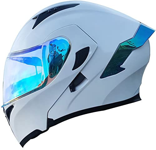 Byroads Motorradhelm mit DOT/ECE-Zugelassener Helm Motorrad Klapphelm Integrierter Motorradhelm mit Anti-Fog-Doppelvisier Vollgesichts Motorrad Rennhelm für Erwachsene Männer und Frauen in Schwarz