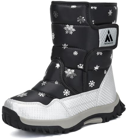 Mishansha Botas de Nieve Niña Niño Zapatos Calientes Negro 30EU