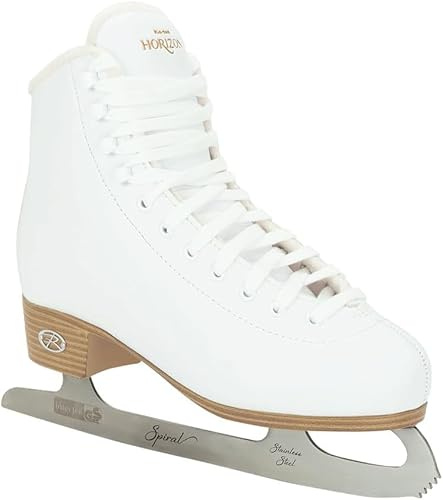 Riedell Unisex Horizon Recreational Ice Skates - Supportive Uppers with Plush Padded Lining, Smooth Stainless Steel Blades, and PVC Soles - White - 8