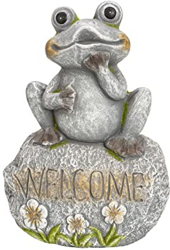 Mel-O-Design 2416 Frosch sitzend auf Welcome-Stein