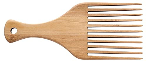 Fonowx Breiter Haarkamm, glatter Holz-Afro-Kamm für Afro-Haare, handgefertigt, Geschenk für Frauen, fein gezahnt