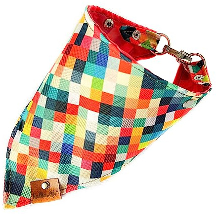 Wasserdichtes Hundehalstuch mit Metallverschluss, EIN Bandana um den Hals des Hundes, schöne Hundehalsdekoration (Pixel, M)