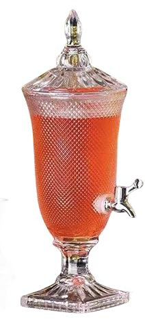 QUHUOYAO Dispenser di bevande in vetro con supporto, design moderno, vetro di alta qualità, beccuccio antigoccia, ideale per feste, matrimoni, limonata, acqua fredda e altro ancora