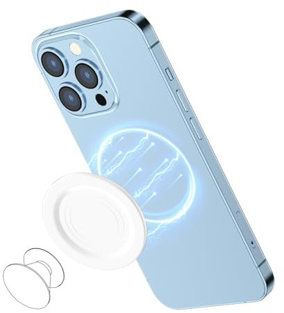 AUROX Compatible with MagSafe Base for iPhone 16/15/14/13/12 Magnetic Base Plate【Base Only】 Intended for Soccket Grip and Phone Ring Holder【Removable for Wireless Charging】(White)