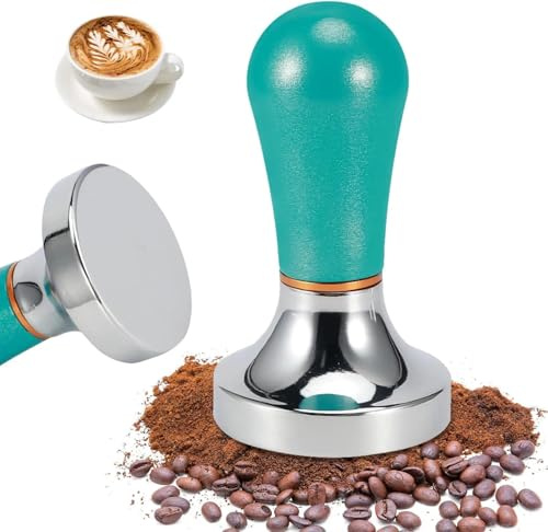 Kaffee Tamper 57mm Aluminiumlegierung Base Kaffeestempel Espresso Stempel Kaffeemehlpresser Siebträger Zubehör(Hellblau)