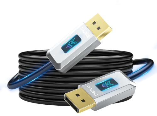 16K Glasfaser DisplayPort 2.1 Kabel 5M, DP 2.1 Kabel [16K@30Hz, 8K@60Hz, 4K@240Hz] 40Gbps Display Port 2.1 AOC Unterstützung UHBR10/HDR/HDCP, FreeSync G-Sync für Gaming Monitor 4090 3090 Grafikkarte | DP 2.1 Kabel unterstützt HDR/HDCP/DSC 1.2a, FreeSync G-Sync für Gaming Monitor 5090 7900XTX