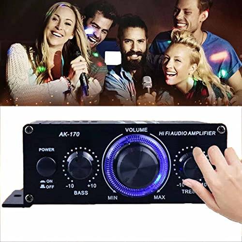 NVYAZJ Mini Amplificatore di Potenza per Auto, Ricevitore Audio Digitale HiFi a 2 canali con 20 W + 20 W, Controllo del Volume degli Alti dei Bassi, Telecomando, subwoofer per Karaoke per la casa