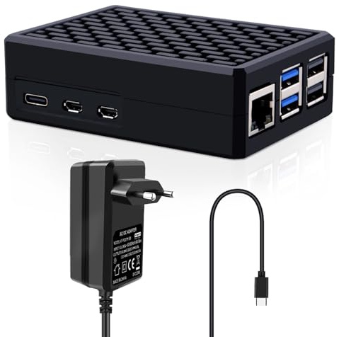 GeeekPi Aluminium Gehäuse mit USB-C Netzteil 27W for Raspberry Pi 5, Pi5 Armor Gehäuse mit Passive Kühlung,27W 5V 5A USB-C Netzteil für Raspberry Pi 5 4GB/8GB/16GB