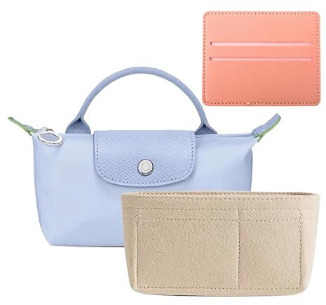 Geaanen Taschen-Organizer Für Longchamp kleine Tragetasche, Tasche Organizer Aufbewahrung & Veredelung Innentasche Liner Handtaschen Einsatz Organizer Fit Mini GrößE Wird Mit Kartenhalter Geliefert