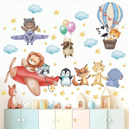 TOARTI Flugzeug Tier Wandtattoo Lichtfarbe Babyzimmer Wandsticker Mädchen