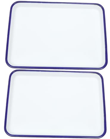 Garneck Data [ Teglia da Forno Rettangolare Smaltata 26x18 Cm Set 2 Pezzi, Vassoio Smaltato Resistente Trasferimento Rapido del Calore, per Cucina e Ristoranti, Adatta per Pizze, Torte e Pancake