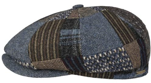 Stetson Hatteras Flatcap Patchwork Herren Made in EU Winter braun-blau XL (60-61 cm)