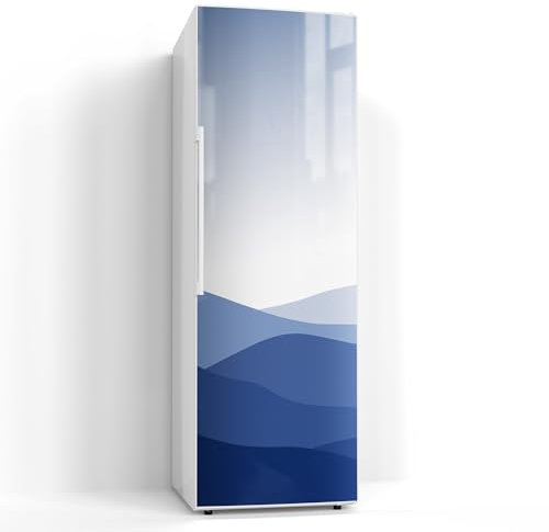 DEQORI Magnetfolie für Kühlschrank 60x180 cm | Motiv Berge im Blauschleier | dekorative Magnetmatte Gefrierschrank Schutz | Magnet Deko-Folie selbstklebend, magnetisch & beschreibbar