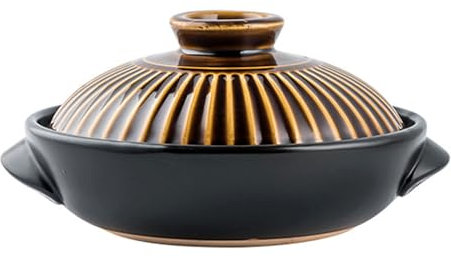 pots en terre cuite pour la cuisine, Cocotte en terre cuite, marmite en argile, marmite en pierre avec couvercle, ustensiles de cuisine, marmite à ragoût for ragoût, soupe, vapeur, marron, 30 cm(Brown