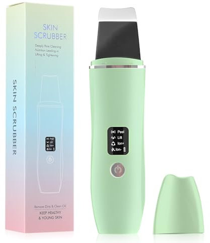 KUWUNG Pulizia Viso Ultrasuoni, Spatola Ultrasuoni Pulizia Viso con 4 Modalità Regolabili, Scrubber per la Pelle per Pulizia Profonda la Viso Peeling e Cura Rimozione e Punti Neri