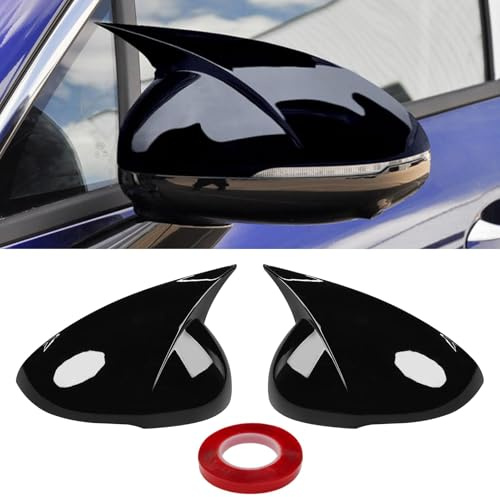 Yumzeco Compatible with KIA K5 Side Mirror Cover Caps 2021 2022 2023 2024 2025, LH & RH Ox Horn Door Side Mirror Cover Trims Exterior Decoration Accessories (Glossy Black)