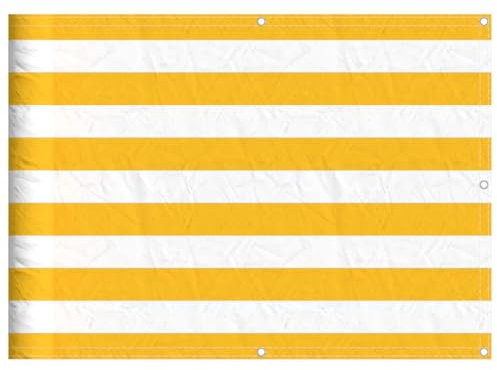 vidaXL Balkon-Sichtschutz Gelb und Weiß Gestreift 75x1000 cm, Balkonsichtschutz, Balkonbespannung, Balkon Windschutz, Sichtschutz, Balkonverkleidung