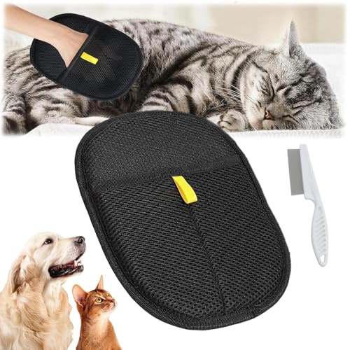 Yomi Pet Hair Removal Glove, Electrostatic Pet Hair Remover, Grooming Mitt, Pets Hairs Remover Gloves for Dog & Cat, Double-Sided Brush for Carpet, Sofa, Bed, Clothes, Deshedding & Washing (1pc)