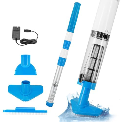 Handheld Vacuum Pool Vacuums with Telescopic Pole, 3 in 1 Rechargeable Pool Vacuum, Portable Pool Cleaner for Hot Tub, Above Ground and Inground Pool, Hot Tubs, Spas