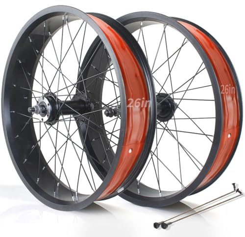 HZXQCVB 20x4.0 Vorderrad Hinterrad Für Fatbikes 24/26x4.0 Zoll Snow Bike/Beach Bike Laufradsatz Scheibenbremse 135/195mm 36H Nabe Für 7-10 Gang Rotary Drehfreilauf(26in A Pair Wheels)