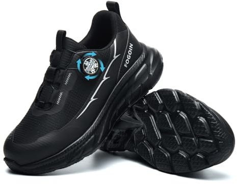 FOGOIN Sicherheitsschuhe Herren S3 Arbeitsschuhe Damen leicht mit Stahlkappe, Explorer 3.0 Sportlich bequem & atmungsaktiv, Drehknopf-Verschluss