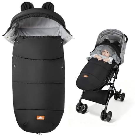 Bemece Warm Bunting Bag, Universal Winter Stroller Cover with Zip, Windproof Stroller footmuff for Baby Buggies Pushchair, Machine Washable （Hooded）