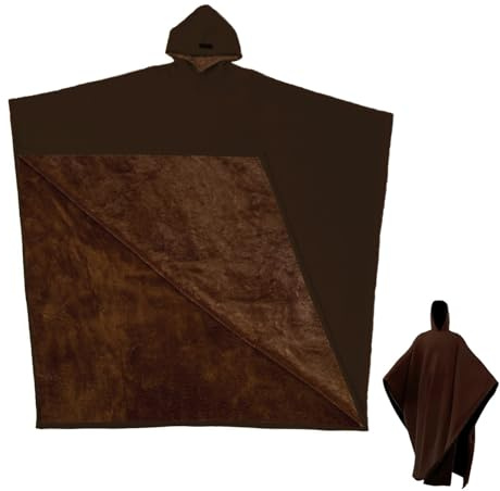 Syzplnwy Arcane huvtröja bärbar filt, punk extra lång kappa med huva för vuxna, supermjuk varm unisex poncho kappa för vardagsrum och utomhus, Mörkbrunt, 1 Pack