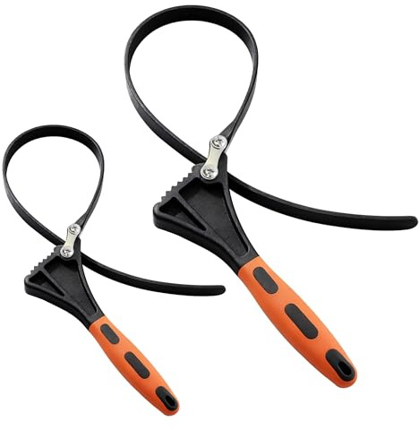 ZHABAYEN 2 Pack Strap Wrench Set (4 & 6), Adjustable Oil Filter Strap Wrench, Reinforced Rubber Pipe Wrench for Plumbing, Jar Opening