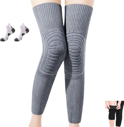 DWTYQN Knee Brace Self-Heating Pads, Self-Heating Knee Pads For Men And Women, Elastic Cotton Leg Warmers For Sports And Daily Wear, Warmers Prevent For Women Men(Grey,M)