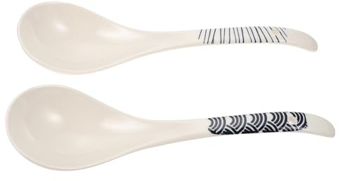 ELEOUTI 2 pezzi Cucchiai Zuppa in Ceramica con Manico Lungo Cucchiai Porridge e Ramen per Cucina Casa e Ristorante Design Unico e Sicuro Adatti per Servire e Tavola Elegante