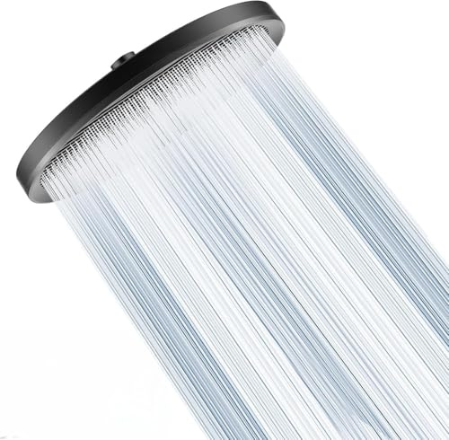 Ronvie Regenduschkopf, 27,9 cm, Hochdruck mit luxuriösem Chrom-Finish, verstellbare Winkel, Wasserfall-Design, fest mit Selbstreinigungsmechanismus (mattschwarz)