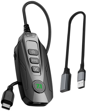 Wegiwuca GS20 Type C/USB Small Sound Card 7.1 Channel External with Surround Sound for Wide Compatibility Use Black