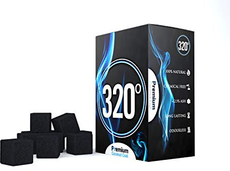 320° Carbone naturale di noce di cocco (25mm Cubes) per barbecue e narghilè, shisha, 1 kg