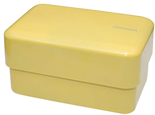TAKENAKA Bento Nibble Box, Eco-Friendly Lunch Box Made in Japan, BPA and Reed Free, 100% Recycle Plastic Bottle Use, Microwave and Dishwasher Safe, Bento Box (Lemon Zest *Band: Orange)