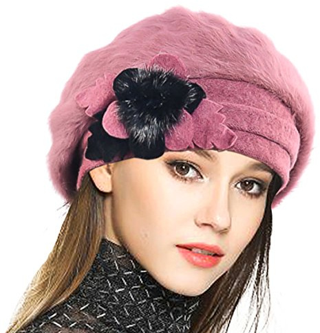 VECRY Damen Wolle Barette Angola Kleid Beanie Schädel Mützen Stricken Winter Hüte