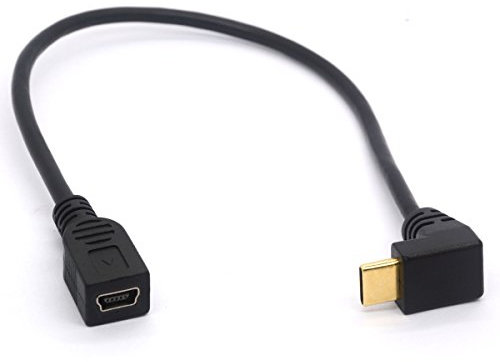 HTGuoji Cavo da mini USB a tipo C, ad angolo retto USB 3.1 tipo C maschio a mini 5 pin B USB femmina adattatore