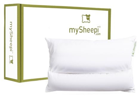 mySheepi, Nackenkissen mit Nackenrolle, ergonomisches Kopfkissen, Nackenstützkissen mit anpassbarer Füllung, ideales Seitenschläferkissen, Rückenschläferkissen, Bauchschläferkissen, 80x40 cm