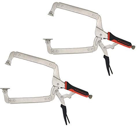 Monster & Master 18 C-clamp Locking Pliers with Swivel Pads, Heavy Duty C Clamp, Welding and Pocket Hole Joinery, 2-Piece