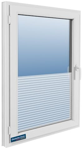 TEXMAXX Blickdichte Fensterfolie selbsthaftend - 90cm x 100cm - Milchglasfolie selbstklebend Fenster - Sichtschutzfolie Fenster - Fensterfolie Milchglas – Jalousie Design