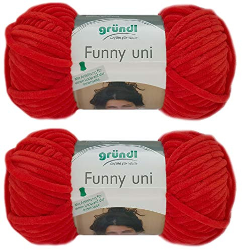 2x100 Gramm Gründl Funny Uni Softgarn SB Pack Babygarn inkl. Anleitung für EIN Funny Bunny 11 Rot