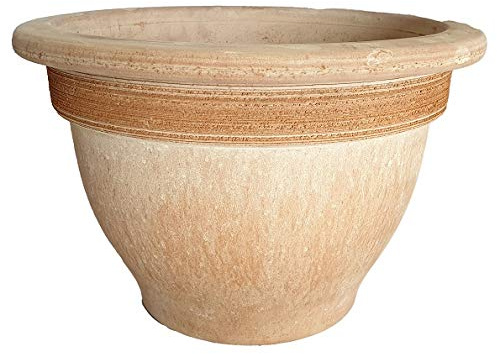 Generico Vaso Terracotta Anticato con Sottovaso in Terracotta per Giardino Terrazzo Fioriera in Cotto Naturale per Piante Ulivi, Altezza 29 cm, Diametro 41 cm, con Foro per il Drenaggio